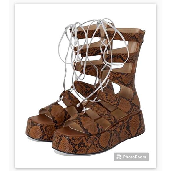 No Brand Shoes - Women Summer Platform Sandals Open Toe Lace-up Cutout Gladiator Size 8